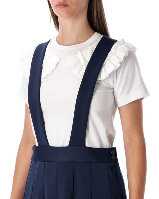 Comme des Garçons Blue Pleated Suspender Skirt