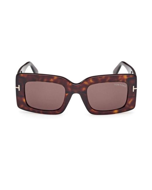 Tom Ford Brown Sunglasses Square Full Rim, Dark Havana Frame And Lens Ft118852E