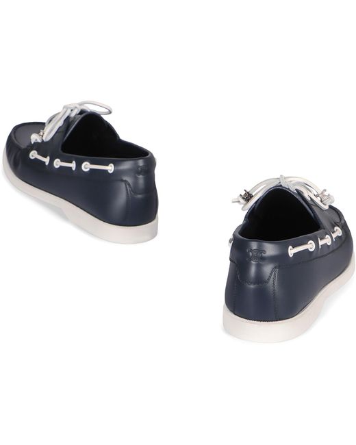 Céline Blue Bateau Leather Boat Shoes Calfskin; Goatskin for men