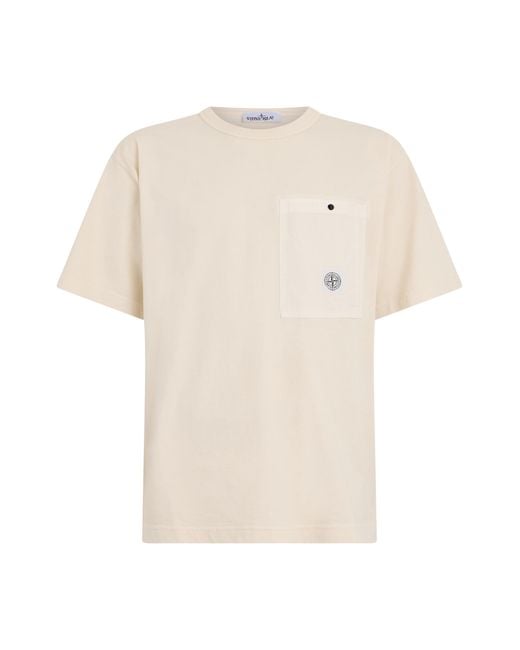 Stone Island White Pocket T-Shirt Cotton T-Shirts for men