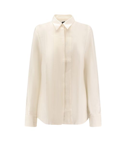 Boss White Bisina Wednesday Lyocell, Silk And Wool Shirt