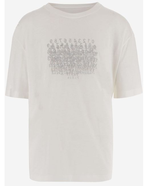 Maison Margiela White Cotton T-Shirt With Logo T-Shirts for men