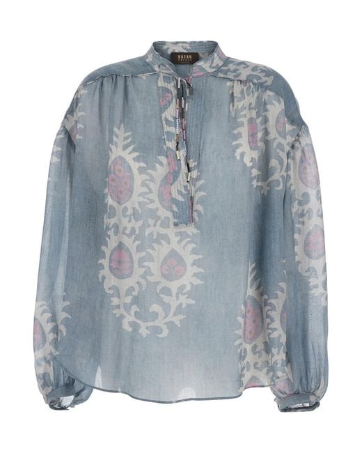 Bazar Deluxe Blue Shirt With Drawstring Closure And All-Over Print