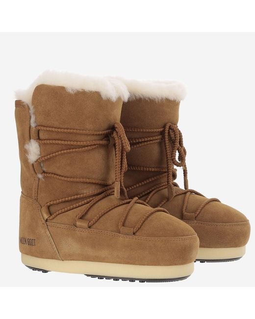 Moon Boot Brown Ankle Boots Leather And Shearling