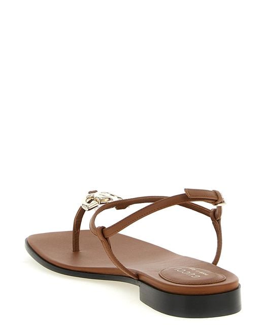 Gucci Brown Calfskin Flat Sandals
