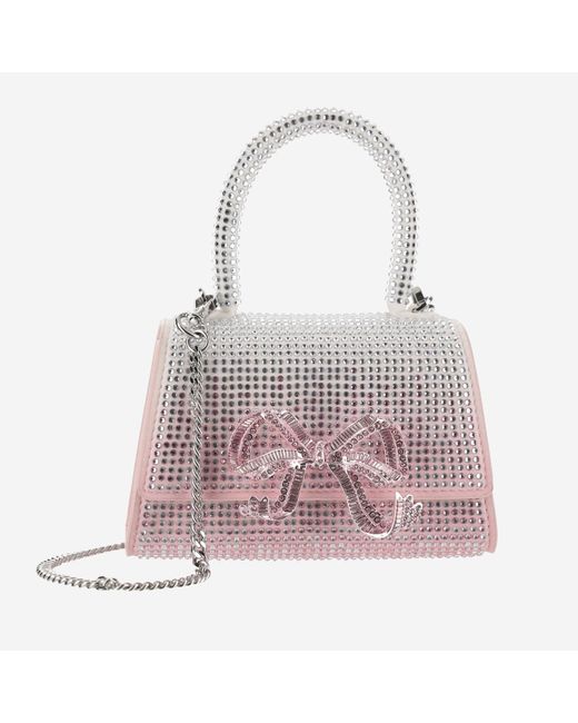 Self-Portrait Micro Pink Ombré Bag With Bow And Rhinestones