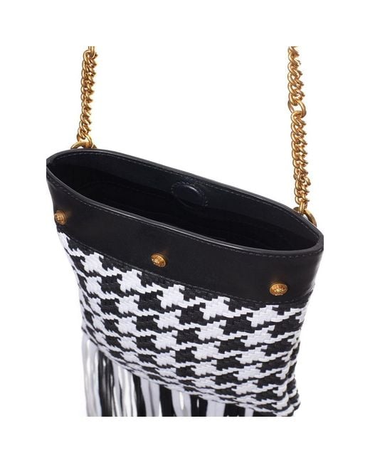 Versace White Leather Textile Shoulder Bag