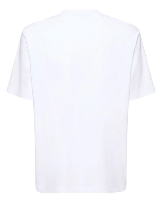 Lanvin White Curb Embroidered Cotton T-shirt for men
