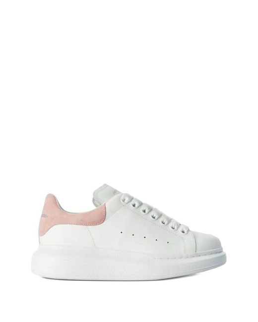McQueen White Oversize *Icon Smooth Calf Leather Sneakers With Patchouli Suede Heel Counter.<Br
