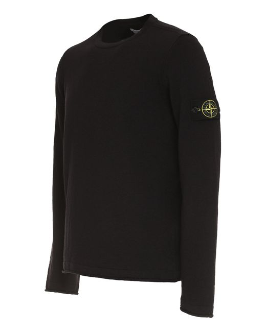 Stone Island Black Cotton-Nylon Blend Crew-Neck Sweater for men