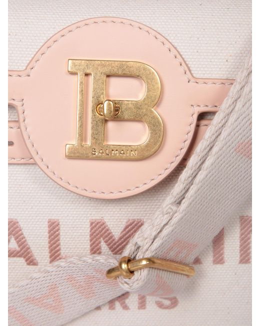 Balmain Pink B-Buzz 23 Canvas & Logo Bag