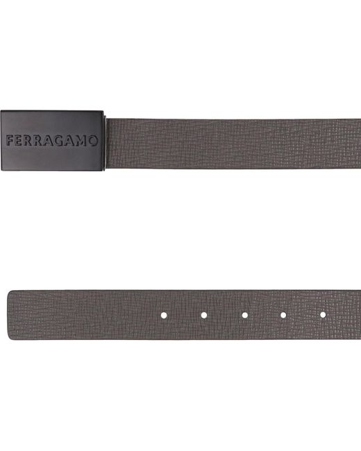 Ferragamo Black Reversible Leather Belt for men