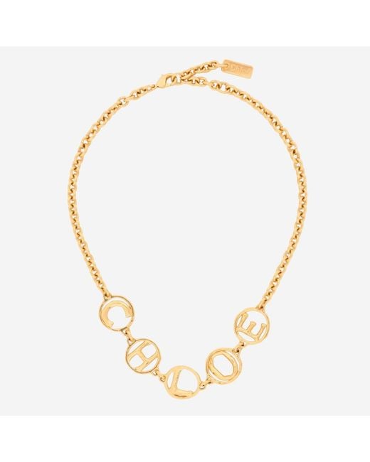 Chloé Metallic Choker Script Brass Accessory