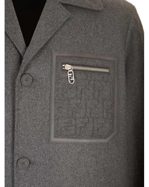 Fendi Gray Cashmere Coat for men