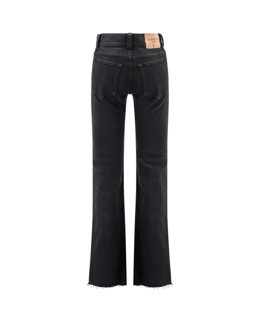 Balenciaga Black Denim Trousers With Frayed Edges