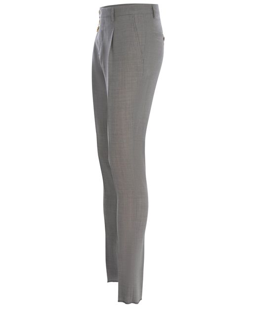 Manuel Ritz Gray Trousers Made Of Wool Canvas for men