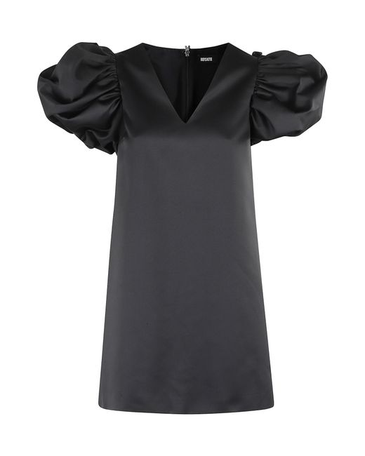 ROTATE BIRGER CHRISTENSEN Black Satin A Line Mini Dress