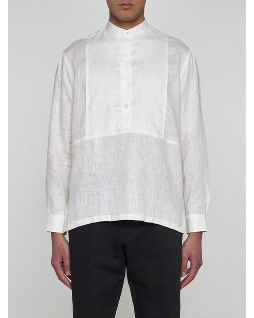 PT Torino White Mariner Linen Shirt for men