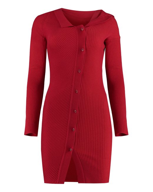 Jacquemus Red Le Robe Maille Colin Knitted Dress