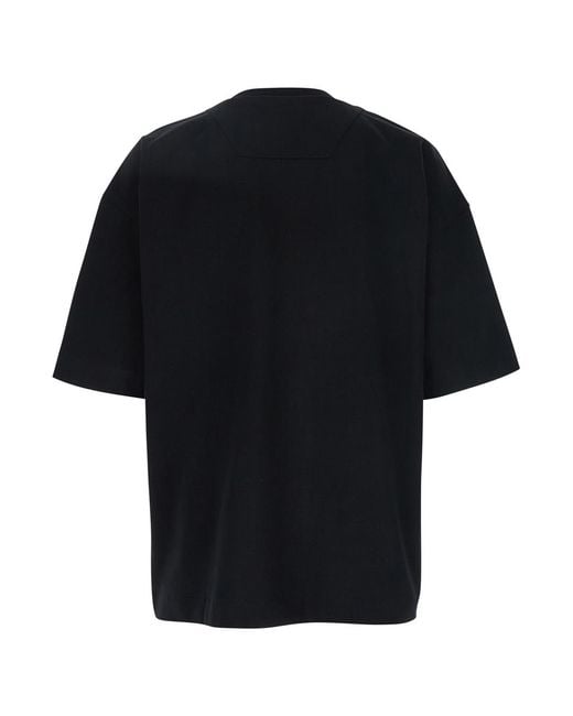 Juun.J Black T-Shirt With Tone-On-Tone Logo Embroidered On The Front for men