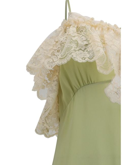 Chloé Green Silk Dress With Lace Details