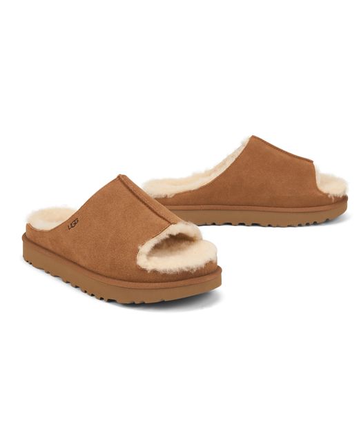 Ugg Brown Slippers Greenport Sheepskin Leather Sandal