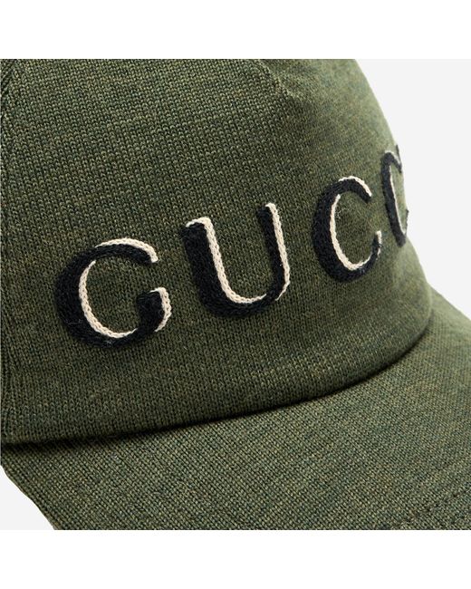 Gucci Green Wool Baseball Cap With Logo Hat for men