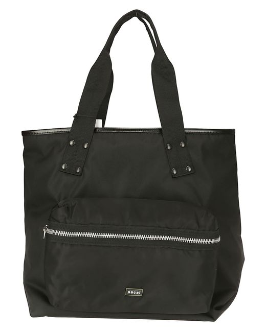 Sacai Black Logo-patch Padded Top Handle Bag