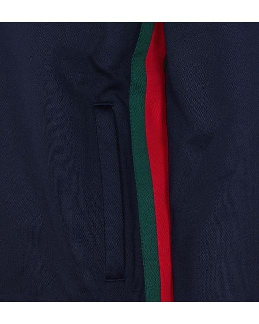 Gucci Blue Technical Jersey With Web Zipped Jacket for men