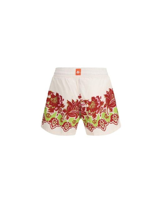 Etro Red Multicolor Polyester Shorts for men