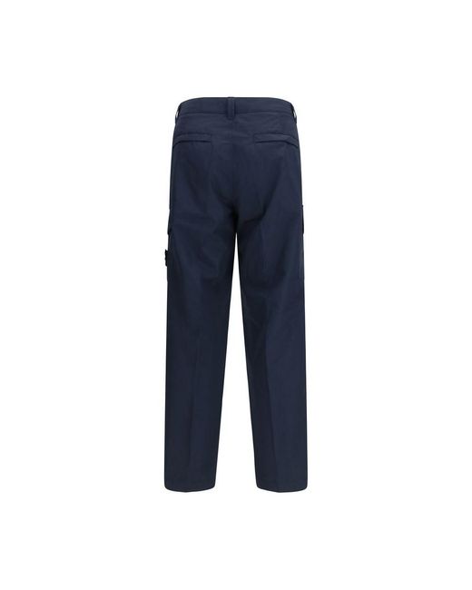 Stone Island Blue Cotton Cargo Pants for men