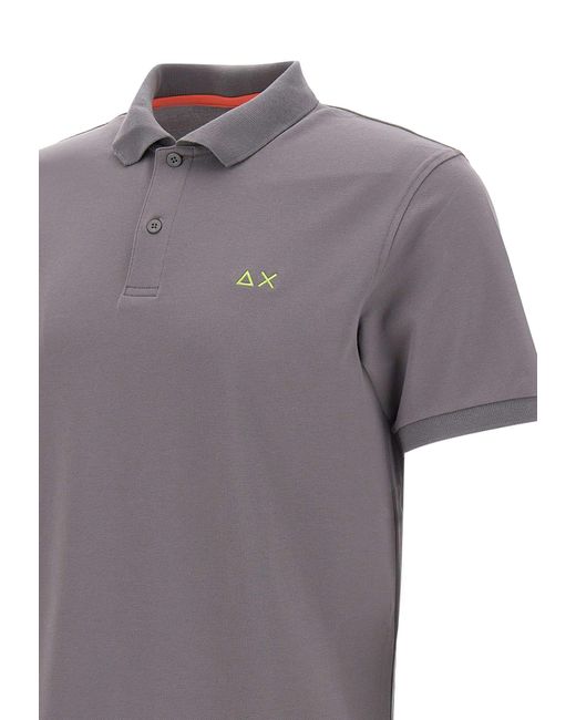 Sun 68 Gray Solid Cotton Piquet Polo Shirt for men