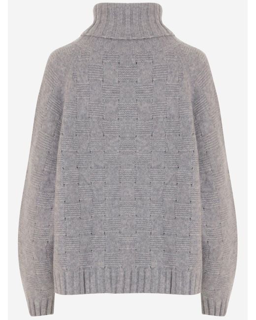 Allude Gray Cashmere And Silk Sweater
