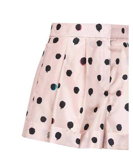 Fendi Pink Printed Silk Taffeta Shorts
