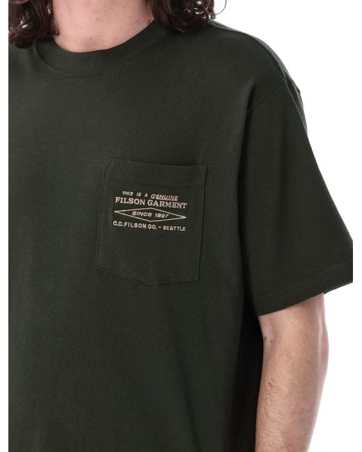 Filson Black Embroidered Pocket T-Shirt for men
