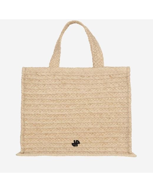Patou Natural Large Jp Tote Bag Raffia Shoulder