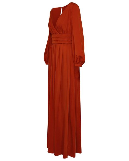 Max Mara Red Orange Silk Pocket Dress