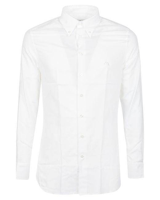 Etro Logo Fuji Slim Botton Down Shirt in White for Men | Lyst