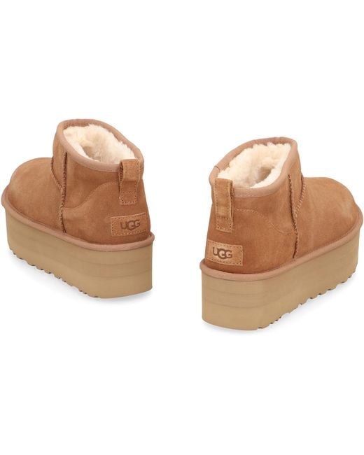 Ugg Brown Classic Ultra Mini Platform Boots Wool