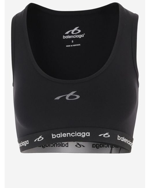 Balenciaga Black Top Stretch Nylon Polyamide Tops