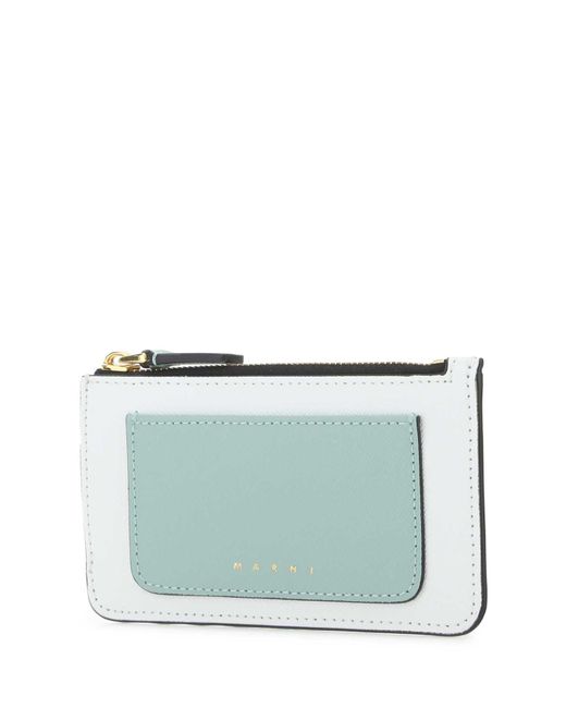 Marni Green Leather Card Holder