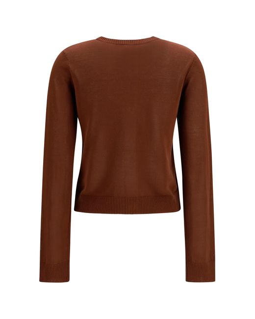 Ganni Brown Diamond-Pattern Cardigan Cotton