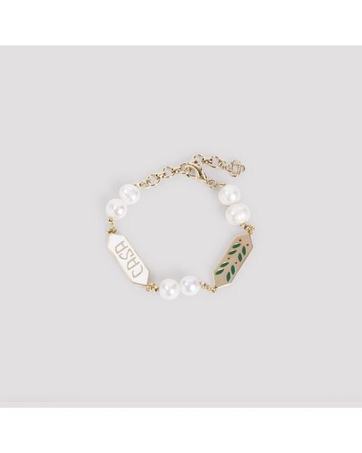 Casablanca Metallic Laurel Pearl Bracelet Brass Jewellery for men