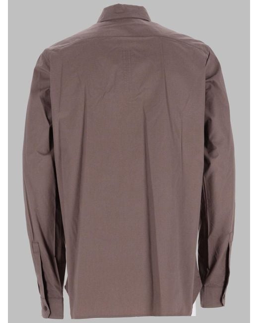 Rick Owens Brown Shirt Work Poplin Cotton for men