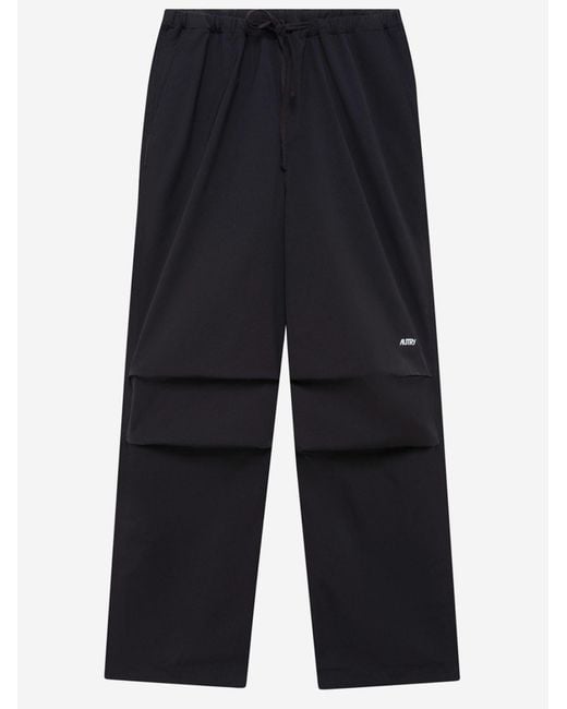 Autry Blue Nylon Pants With Logo for men