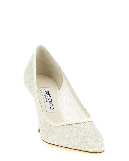 Jimmy Choo White Tencel High Heel Pumps
