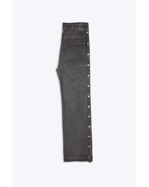 Rick Owens Gray Pusher Pants Dark Waxed Cotton Pants With Side Snaps for men