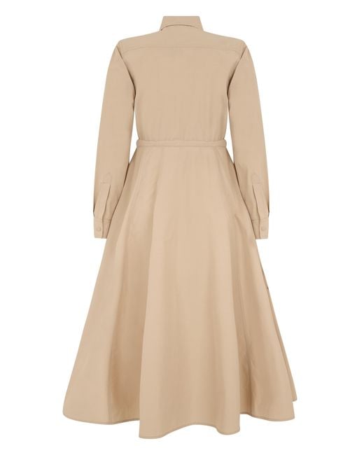 Moncler Natural Midi Chemisier Dress Poplin Cotton