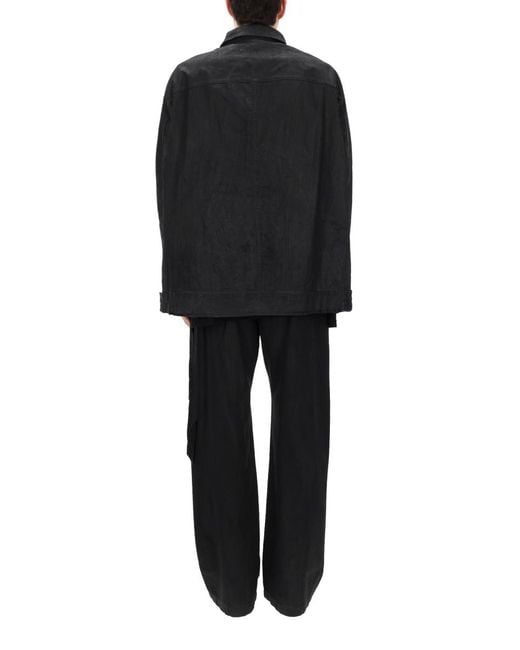 Rick Owens Black Jumbo Worker Jacket Cotton for men