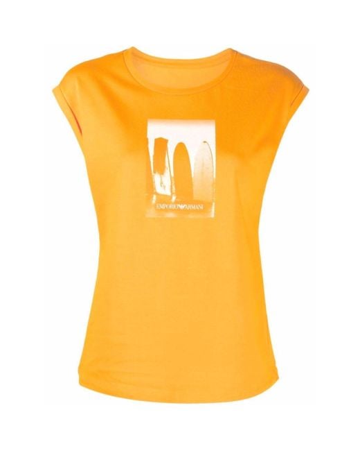 Emporio Armani Cotton T-shirt in Orange | Lyst